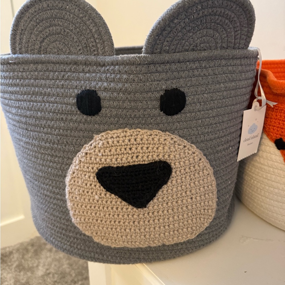 Gray Bear Crochet Basket